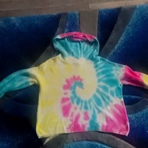 Tie dye cropped hooded sweater